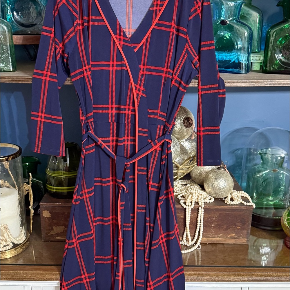 Chaus Blue and Red Plaid Dress
